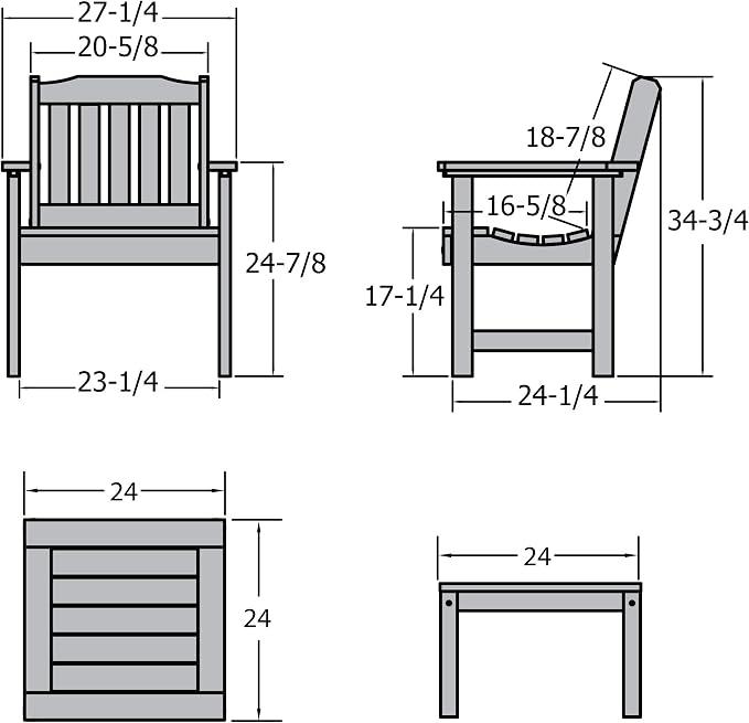 Highwood AD-KITCHGL2-BKE 2 Lehigh Garden Chairs with 1 Square Side Table 3-Piece Set, Black