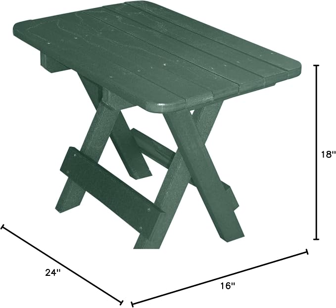 Phat Tommy Folding Outdoor Patio Side Table - Poly Adirondack Side Table - All Weather Side Table for Your Patio, Deck, or Balcony (Green)
