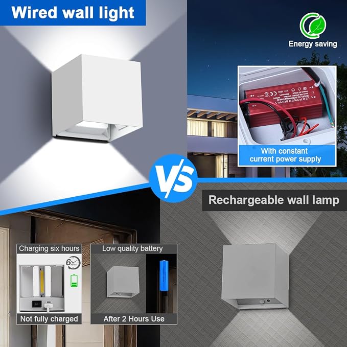 ledmo LED Outdoor Sconses Light Up and Down Wall Lights Aluminum IP65 4.7-Inch 20W High Power 6000K Cold White 1800LM Modern Exterior Lighting Fixture for Patio Home Yard 4 Pack