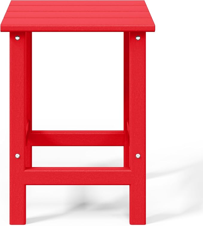 WestinTrends Malibu Square Outdoor Side Table for Adirondack Chair, Red