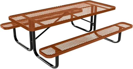 COATEDOUTDOORFURNITURE Heavy-Duty Portable Outdoor Kids Table, Expanded Metal Kids Picnic Table, Commercial-Grade Picnic Table, Made in America (6ft Rectangular, Childrens, Textured Copper)