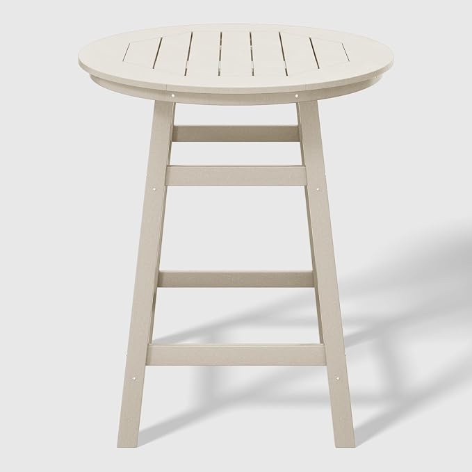 WestinTrends Malibu 5-Piece HDPE Outdoor Patio Dining Bar Bistro Table Set with Counter High Round Bar Stools