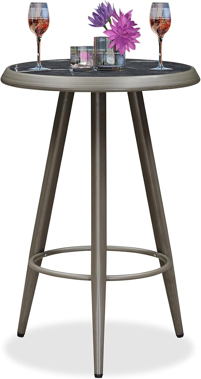 PURPLE LEAF Counter Height Bar Stools Table Dining Table with Weather Resistant for Patio Garden Grey