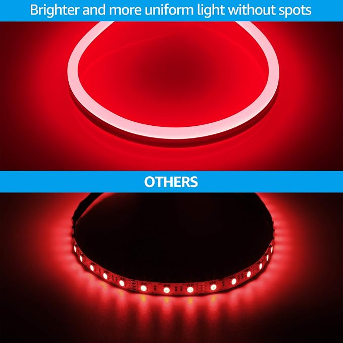 TORCHSTAR 50ft LED Neon Rope Light, Red LED Strip Lights | Outdoor IP67 Waterproof, 120V UL Plug, ETL Connectable, Neon Light Strip for Shop Sign, Patio Decor, Max 2 Sets (100FT)