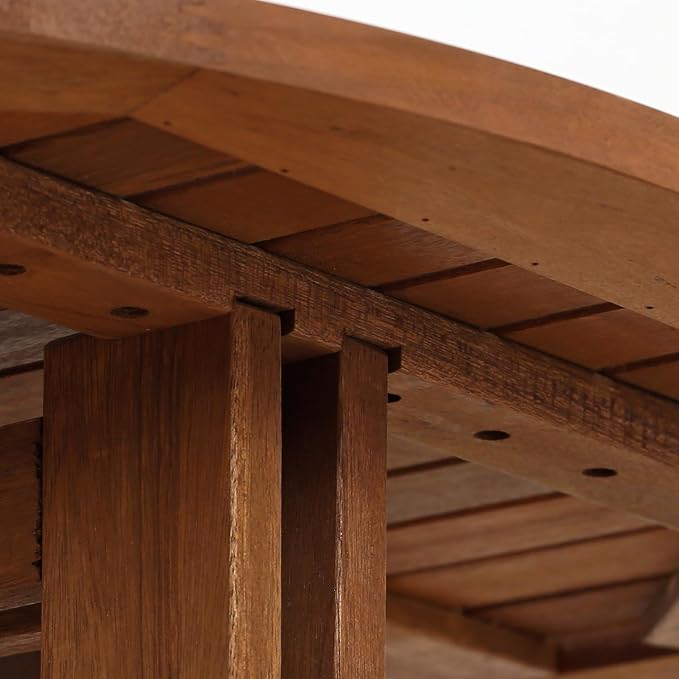 Furinno TIOMAN Patio Table, Gateleg Round Outdoor Side Table, Coffee Table, for Patio, Garden, Porch, Natural