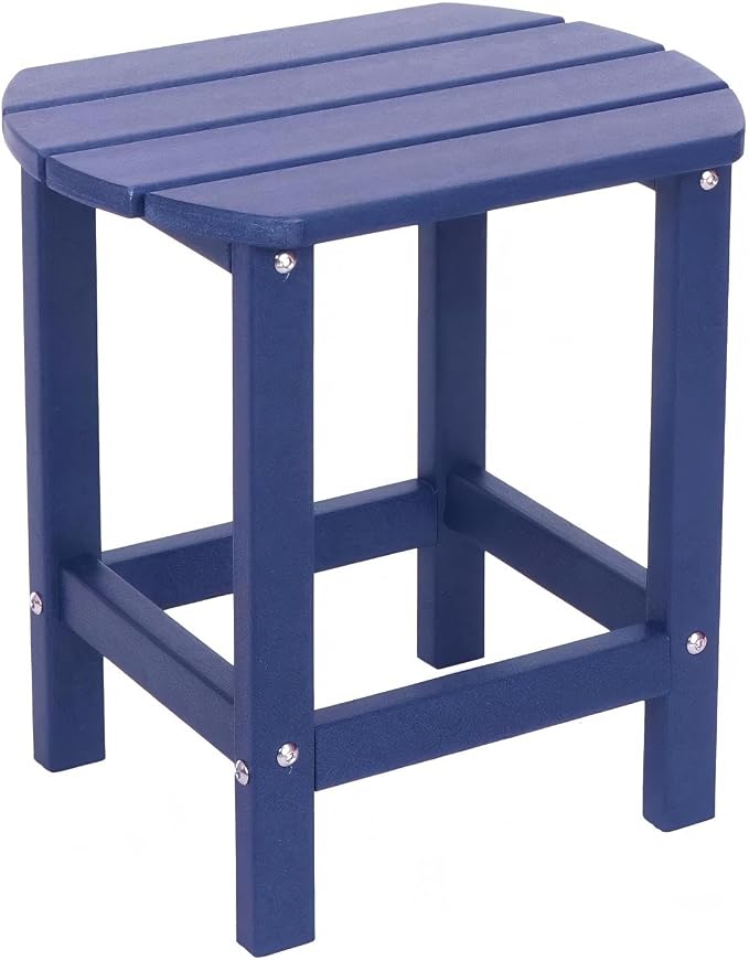 AMILY HDPE Outdoor Side Table, Weather Resistant Patio End Table, Heavy Duty Adirondack Side Table for Garden, Balcony, Poolside, Easy Assembly (Blue)