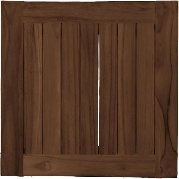 Teak Wood Side Table with Storage - Teak Oil Finish Indoor and Outdoor Wooden Furniture for Deck, Porch, Balcony, Living Room, Bedroom and Backyard (18" D x 18" W x 18" H)