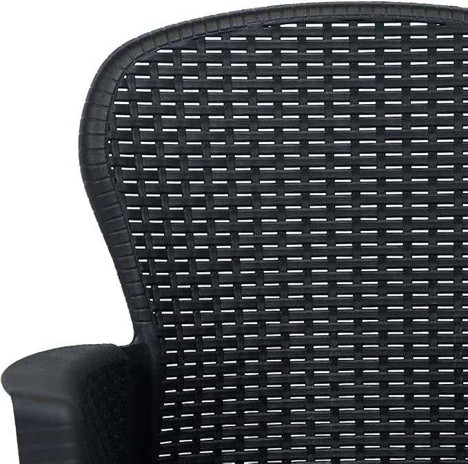 7-Piece Anthracite Faux Rattan Patio Dining Set with Cushions | Includes 1 rectangular table and 6 chairs, ideal for backyard, garden, or terrace dining.