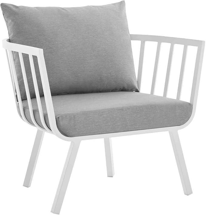Modway Riverside 5 Piece Outdoor Patio Aluminum Set in White Gray