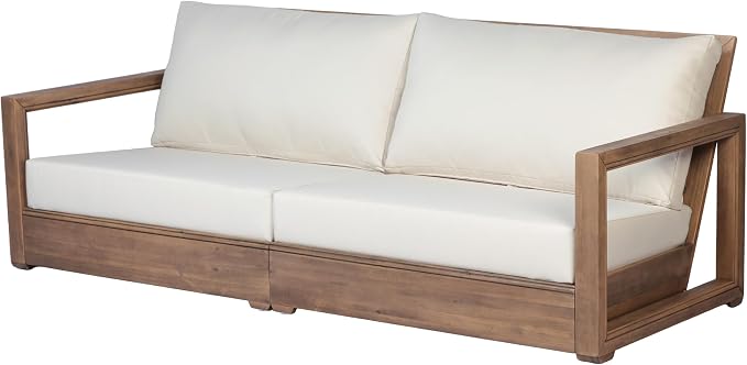 Christopher Knight Home 6-Piece Patio Furniture Set, Acacia Wood Outdoor Sofa Set with 3-Seater Sofa Loveseat 2 Swivel Rocking Chairs Coffee Table Side Table, Deep Seat Patio Conversation Set, Brown
