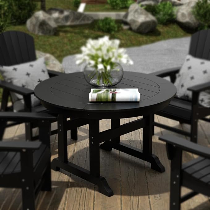 HDPE Laguna 47" Round Dining Table,Black