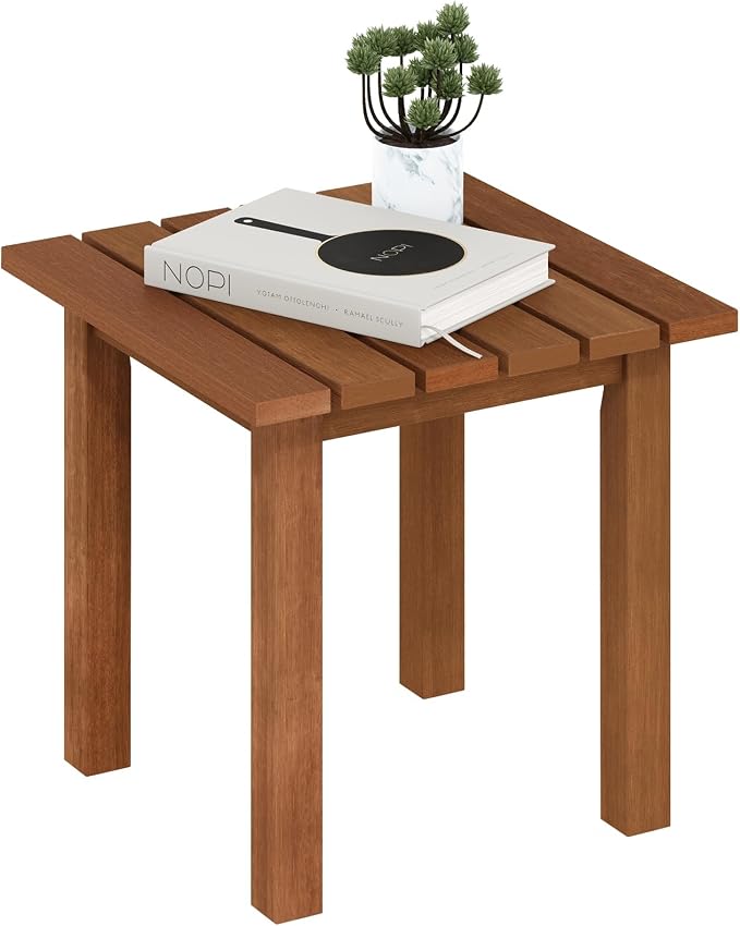 Furinno TIOMAN Patio Table, Outdoor Side Table, Patio End Table, Coffee Table in Teak Oil, for Patio, Garden, Porch, Light Wood