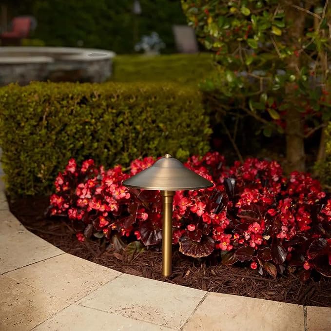 VOLT Max Spread 12V Brass Mini Path Light (15"" Tall, 9"" Shade), Bronze | 8-Foot Diameter Area of Illumination, Lamp Ready, Low Voltage, Ideal for Outdoor Pathway Walkway Garden Driveway or Patio