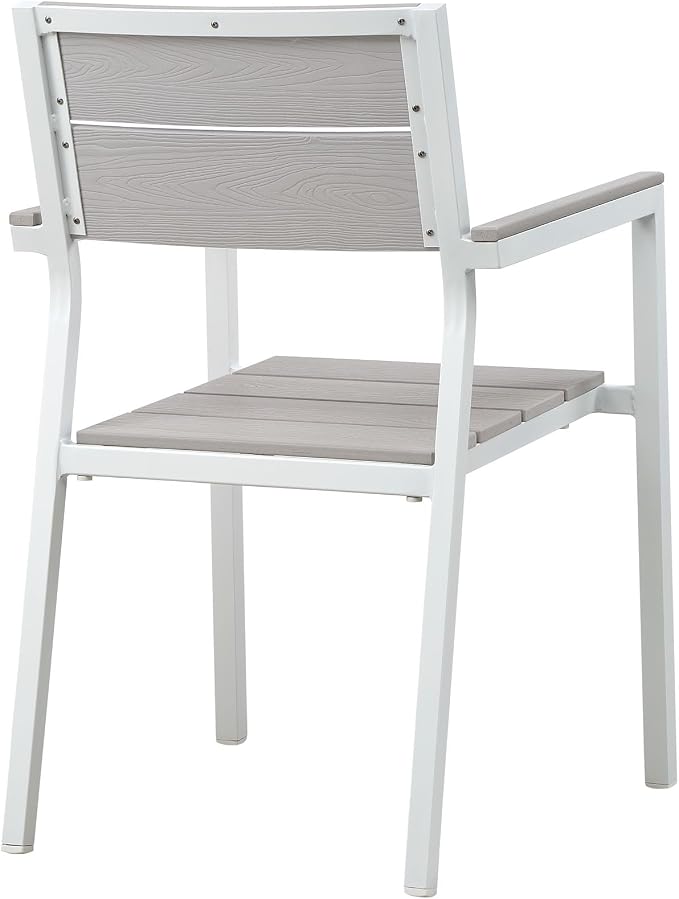 lm Modway Maine 7 Piece Outdoor Patio Dining Set, White Light Gray
