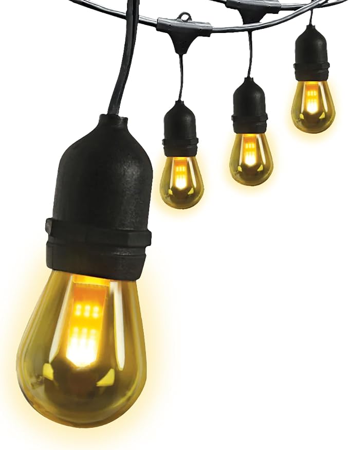 Feit Electric LED String Lights with Flame Bulbs Effect, 12ft Commercial Grade and Shatter Resistant String Lights, 6 Sockets, Linkable, 15,000-Hour Lifetime, SL12-6/FLAME, 7 Bulbs Included