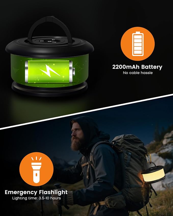 Camping String Lights, Retractable 32.8FT Rechargeable Fairy Light | Quick Storage RGB Flash Lamp Outdoor Waterproof, Portable Hanging Lantern for Outside Tent Patio Awning Garden RV Essentials