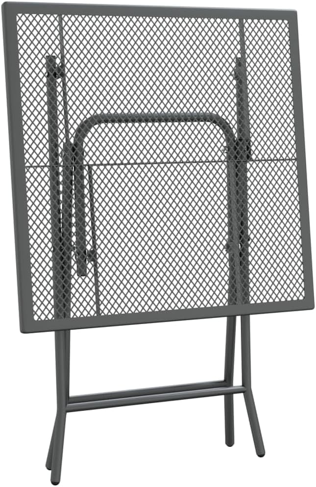 5 Piece Patio Dining Set Expanded Metal Mesh Anthracite Outdoor Table and Chairs Foldable Space Saving Weather Resistant E-Coating Finish for Garden Backyard Poolside