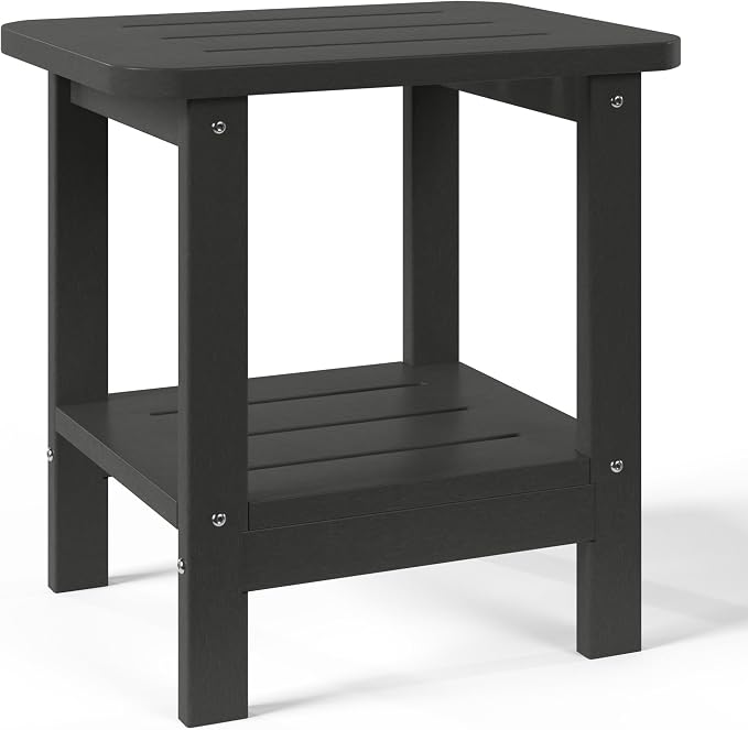 WestinTrends Aruba 2-Tier Outdoor HDPE Modern Adirondack Square Patio Side Table, Gray