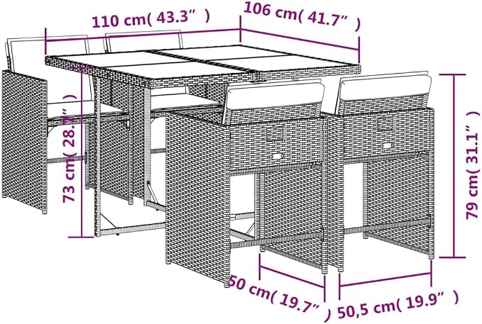 5 Piece Patio Dining Set with Cushions Brown PE Rattan Outdoor Furniture Set for Garden Balcony Backyard