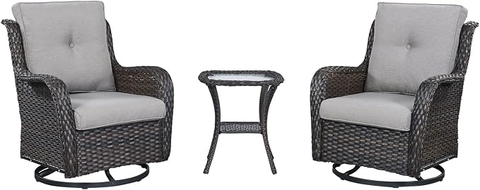HUMMUH Outdoor Patio Furniture 6 Pieces Furniture Set Wicker Outdoor Sectional Couch with Patio Swivel Glider Chairs,Side Table,Ottomans for Patio