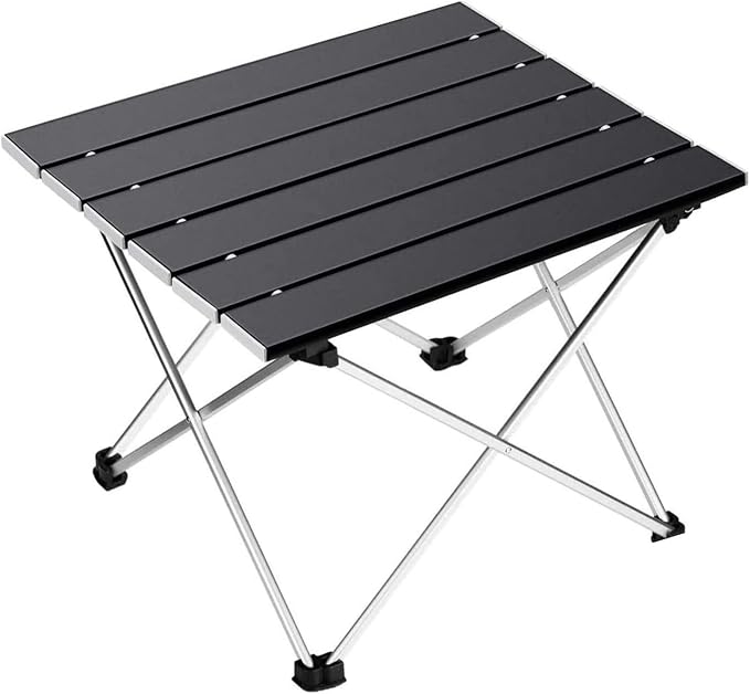 Folding Dining Table Outdoor Garden Furniture Sets Coffee Side Marching Tables Salon porable Folding Picnic Fishing Table Camping Supplies Equipment (Color : Black 40x35x29cm)