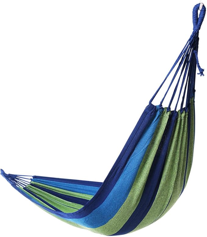 UPKOCH Double Camping Hammock Swing for Two Adults, Portable Canvas Hanging Hammock for Outdoor and Indoor Use, Thickened Wide Design Travel Swing Bed Blue
