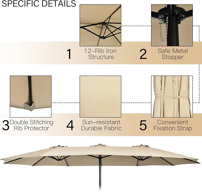 Tangkula 11 Piece Rattan Outdoor Dining Set with 15Ft Patio Umbrella for 8, Outdoor Wicker Table Set with 8 Cushioned Armchairs, Acacia Wood Top, Outdoor Umbrella with Base Included