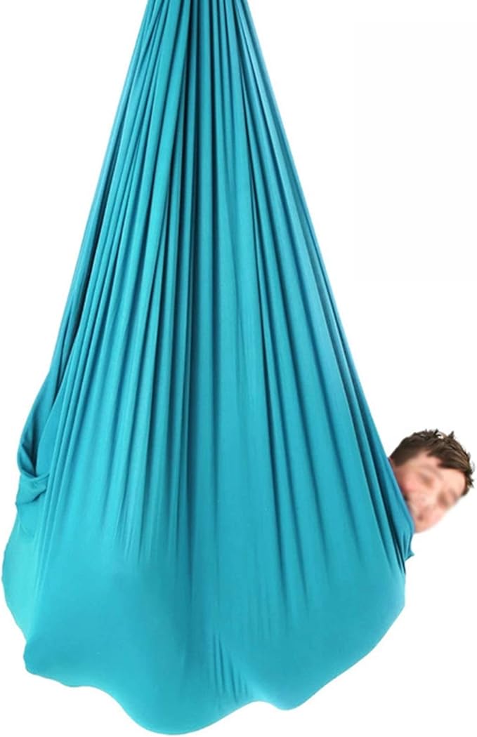 Adjustable Sensory Swing Children's Elastic Swing Set Aerial Flying Yoga Cuddle Hammock for Kids Or Adults Autism ADHD (Color : A, Size : 100 x 280 cm (L x W))