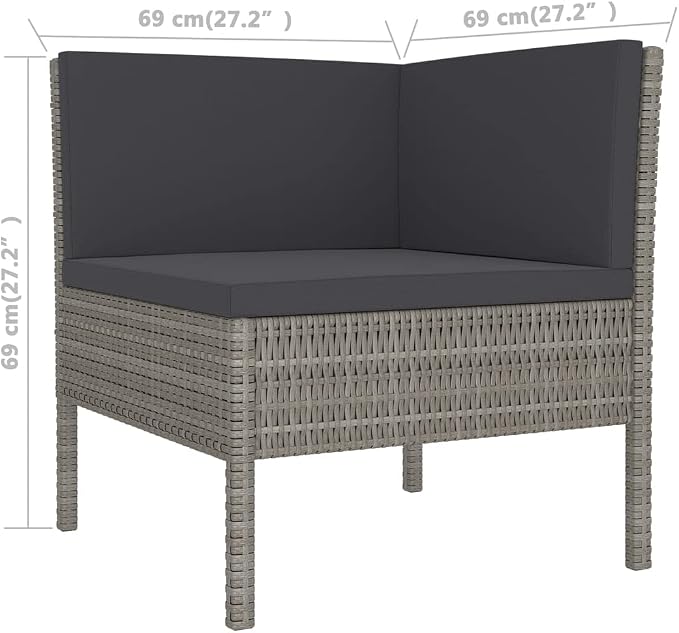 6 Piece Patio Lounge Set with Cushions,Patio Sofa,Outdoor Daybed,Outdoor Furniture Sets,Patio Seating,Patio Conversation Sets,Modern Set,Patio Furniture Set,Front Porch Furniture Poly Rattan Gray