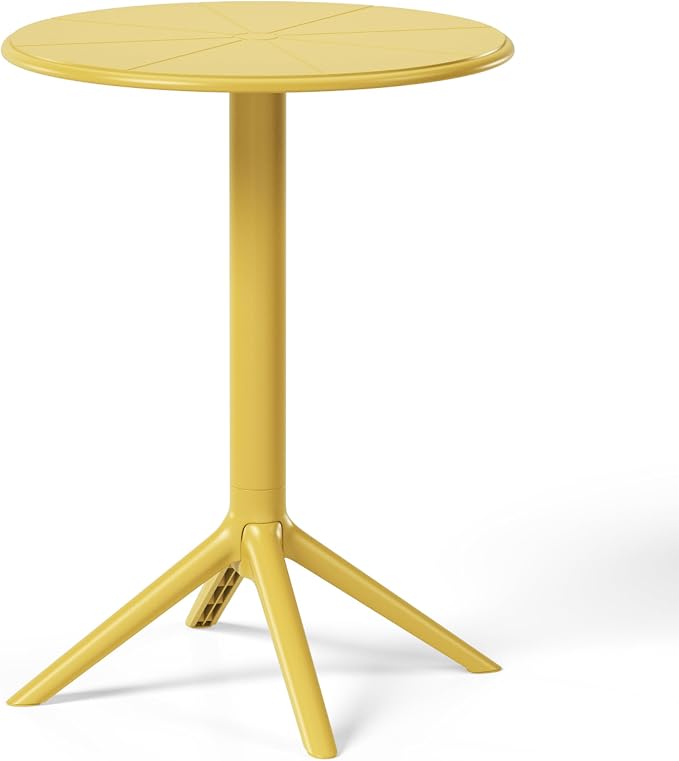 WestinTrends Playa 23.5" Outdoor Polypropylene Resin Round Patio Bistro Dining Table for 2, Yellow