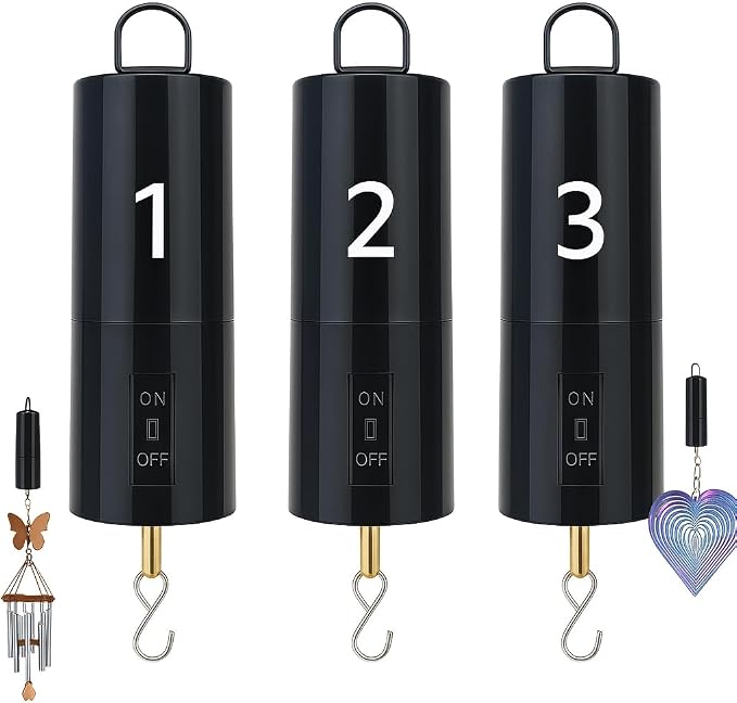 3 Pack Wind Spinner Motor Hanging Display Battery Operated Rotating Motor | Multi-Purposes for Wind Spinner Mobile Yard Decor Hanging Ornament Outdoor Sculptures-Medium Speed 24 RPM(3 Pcs Black)