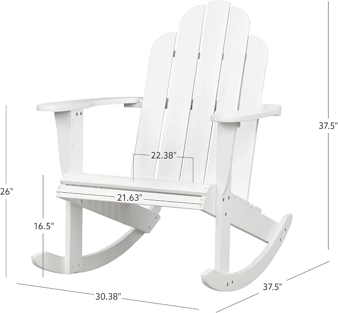 Linon Jayde White Solid Wood Outdoor Adirondack Rocking Chair Set of 2
