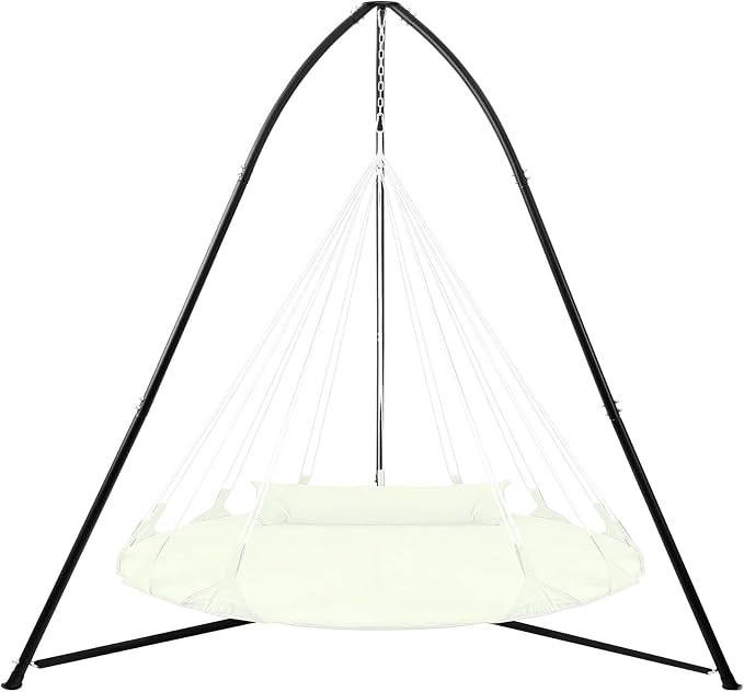 Tripod Hammock Chair Stand for Multi-Use, Heavy-Duty Hammock Chair Stand for Indoor & Outdoor, with Height Adjustable Triangular Design, 330 lbs Capacity, Easy Assembly, Stand Only - Black