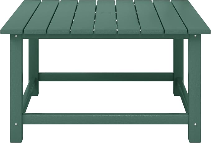 WestinTrends Malibu Low Outdoor HDPE Square Patio Coffee Table, Dark Green