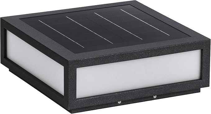 MVBT Large Solar Post Lights, 16" Square Pillar Light, Outdoor Column Light | 3000K LED Post Lamp, Solar Power Modern Column Lighting, Dusk to Dawn Exterior Gate Post Light for Driveway Entry Patio Posts
