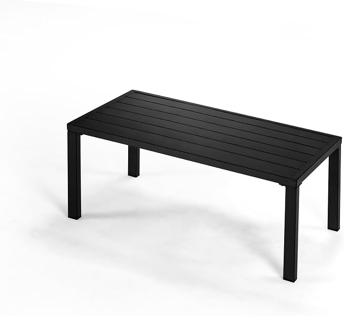 HAPPATIO Aluminum Patio Coffee Table, All-Weather Outdoor Coffee Table for Garden, Deck, Patio Furniture Center Table,Black