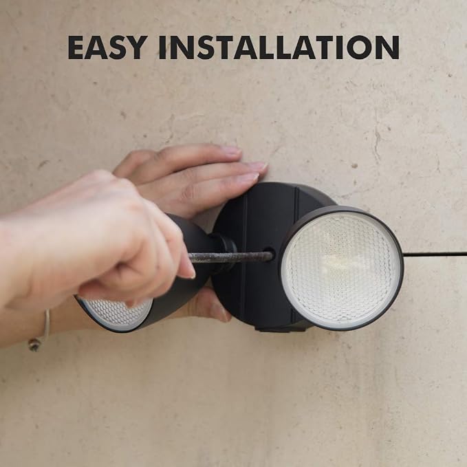 LUTEC 6222B 3500 Lumen 32 Watt 28 LED Dual-Head Floodlight Outdoor, Full Metal Design, Waterproof Exterior Security Wall Light 5000K for Patio, Garden, Yard-Black