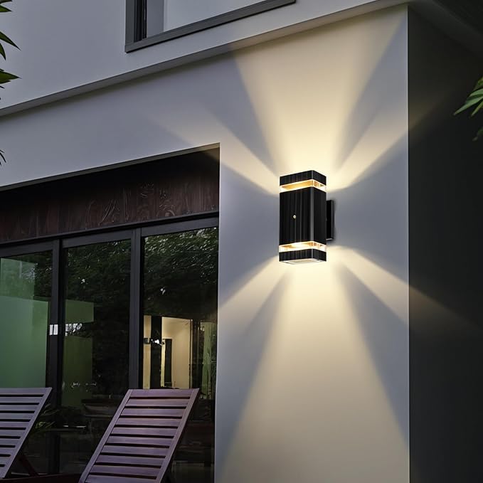 Dusk to Dawn Outdoor Lighting 2Pack, 3000K Warm White Outdoor Wall Lights, Up and Down Porch Lights, Waterproof Outdoor Lights for House Hallway Garden Corridor