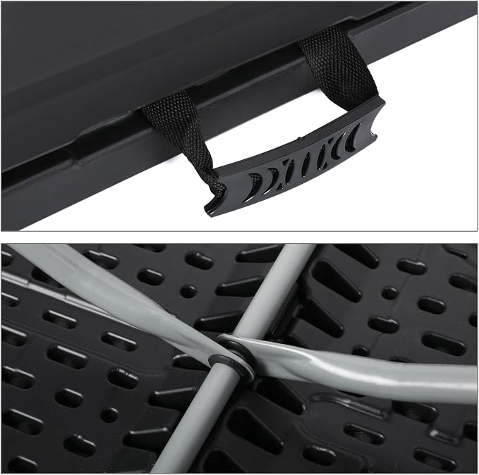 MoNiBloom 4Ft Folding Card Table, Outdoor Foldable Small Portable Plastic Dining Picnic Cookout Table w/Handle, Black