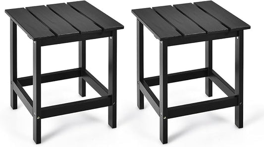 Tangkula Square Outdoor Side Table, Adirondack Table, Outdoor Indoor Chairside End Tables, Weather Resistant, Patio Side Table for Lawn Garden Balcony Backyard Living Room (2, Black-Square)