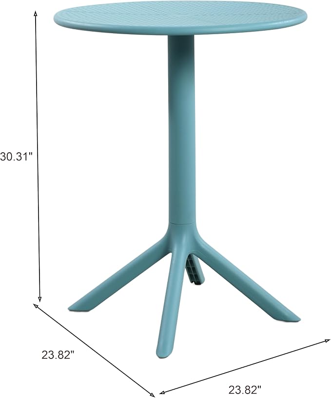 Christopher Knight Home Elshore Patio Bistro Table, Outdoor Plastic Round Table with Pedestal Base, Compact Bistro Table for Garden/Balcony/Poolside, Modern Coffee Table, Accent Table, Sky Blue