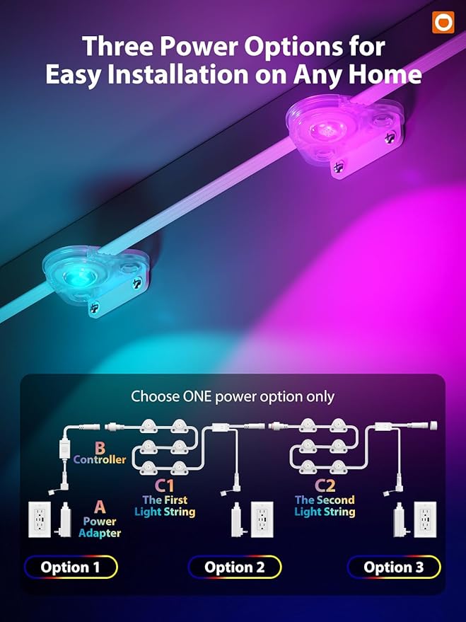 addlon Permanent Outdoor Lights, Smart RGB+IC LED Lights for House Outdoor | App & Remote Control, Scene Modes, IP67 Waterproof for Christmas, Holiday, Valentine's Day Decorations, 200FT