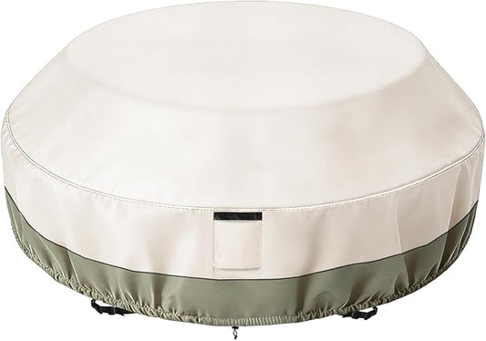 Bitubi Heavy Duty Waterproof Octagon Picnic Table Cover for 6/8-Person Outdoor Bench Patio Round Picnic Table, Beige