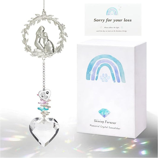 Dog Memorial Suncatcher, Loss of Dog Sympathy Gifts, Dog Remembrance Gift | Holding My Dog as Reminder of Loyal Friend, Pet Loss Crystal Suncatcher
