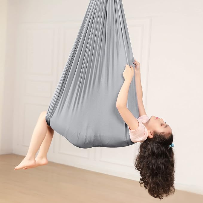 Kids Sensory Therapy Swing Hammock Children's Swing Hammock Indoor Elastic Cuddle Pod Swing for Autism Boys Girls with ADHD SPD Asperger's Sensory Integration Special Needs (Grey)