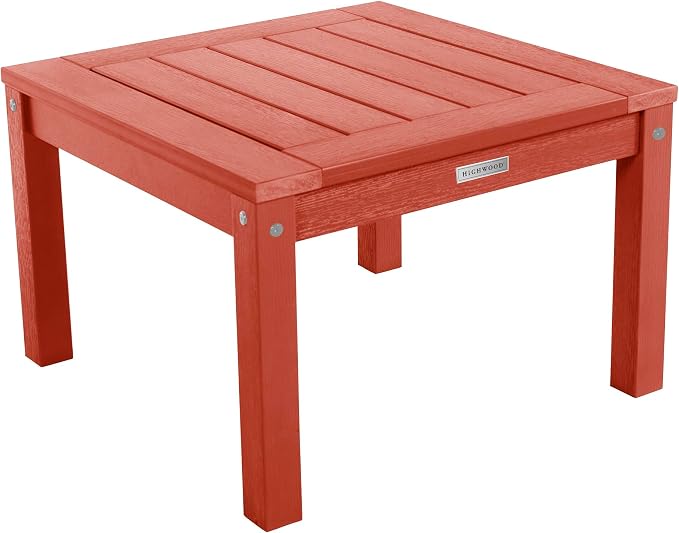 Highwood AD-KITCHGL2-RED 2 Lehigh Garden Chairs with 1 Square Side Table 3-Piece Set, Rustic Red