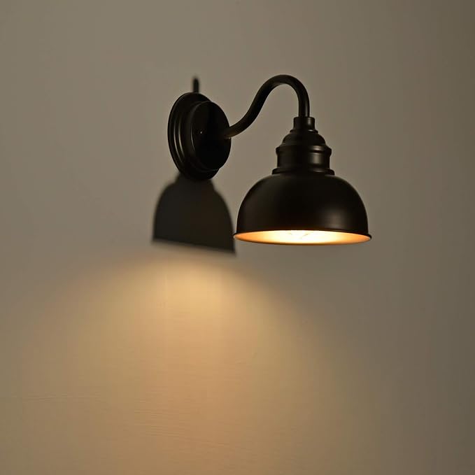 Farmhouse Vanity Wall Sconce, Industrial Gooseneck Barn Light Fixture, Oil Rubbed Bronze Wall Lamps for Bedroom, Bathroom, Hallway, Living Room, Reading Room