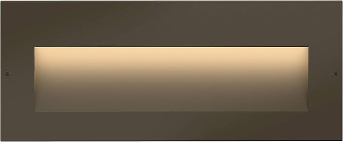 Hinkley Taper 1565BZ Wide Horizontal 12v Landscape Step Light, Aluminum, Low Voltage, Recessed Mount, Integrated LED, Safe for Wet Conditions, Bronze Finish with Etched Glass Lens | Recess Mount, Deck Light, Low Voltage, Landscape, Etched Glass, ADA, O...