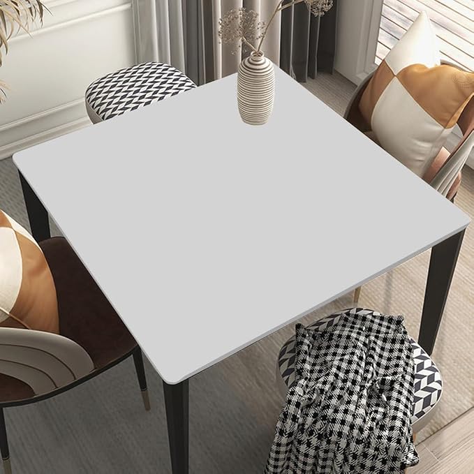 Square Fitted Tablecloth Suit for 24"x24" Table LightGrey Stretch Table Topper Cap for Dining Kitchen Home Party Style16