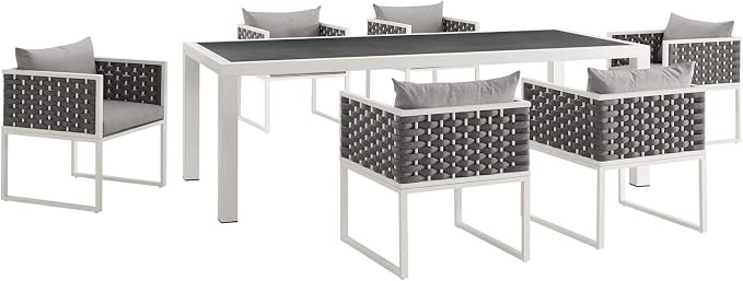Modway Stance Outdoor Patio Woven Rope 7-Piece Dining Furniture Set